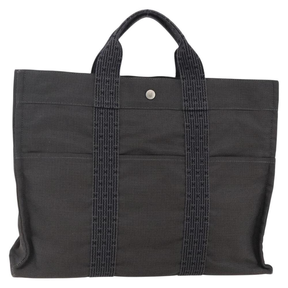 HERMES Her Line MM Hand Bag Canvas Gray Auth hk3126